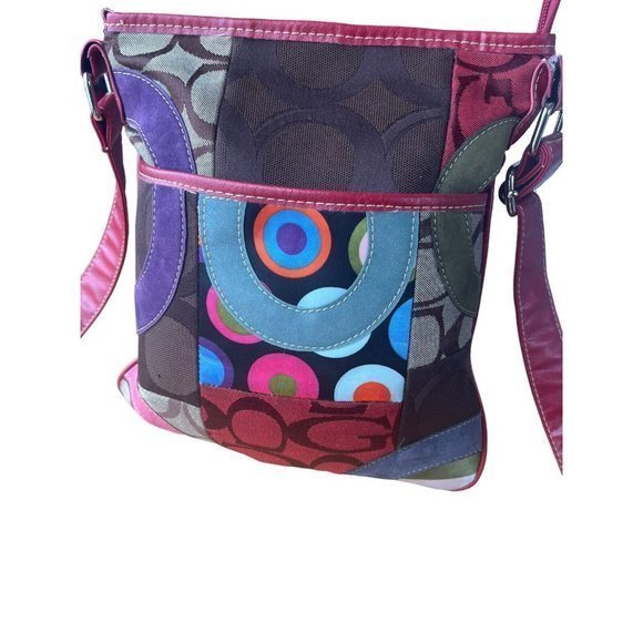 Patchwork Crossbody Bag Purse Multicolor Leather Canvas Suede Fun Cute Summer - Picture 3 of 13